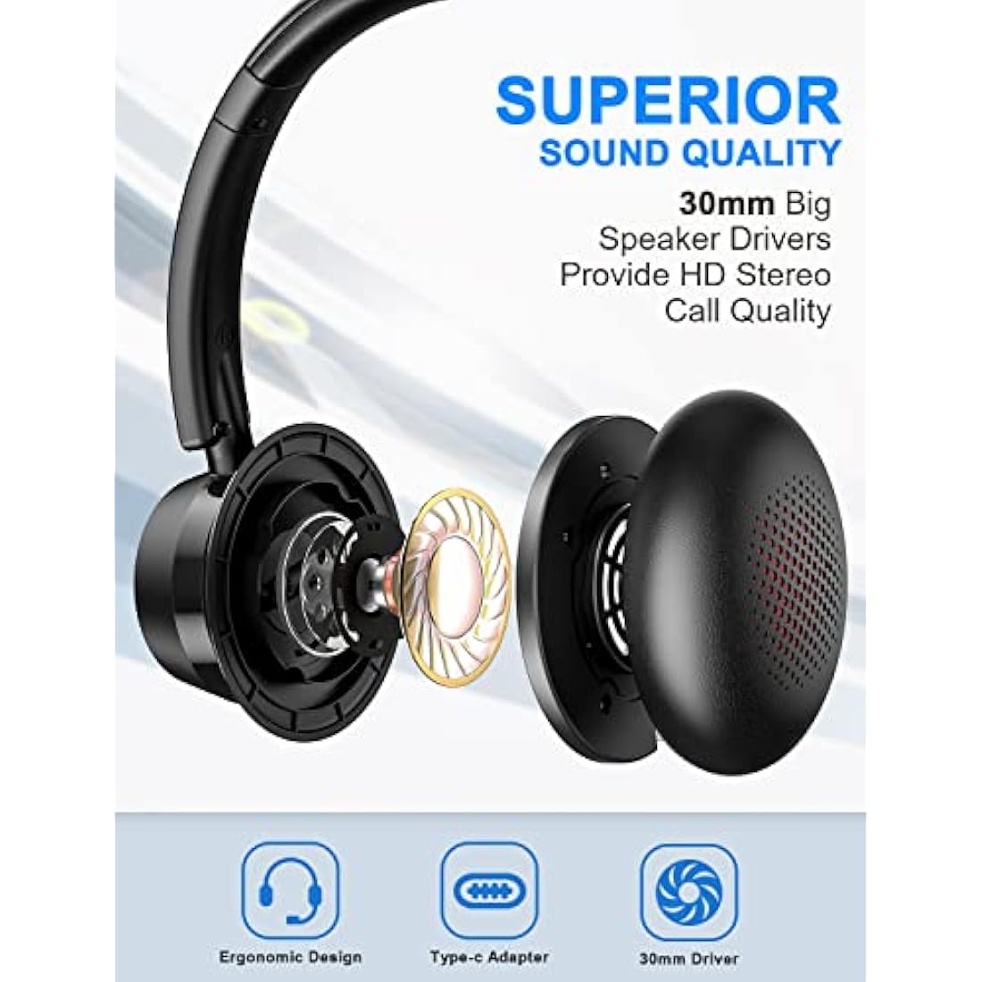 New bee USB Headset with Microphone, Headphones with Microphone,PC Headset USB Type-C 3.5 mm for Call Centre/Telephone Conferencing/Skype Chat/Online Courses (black)