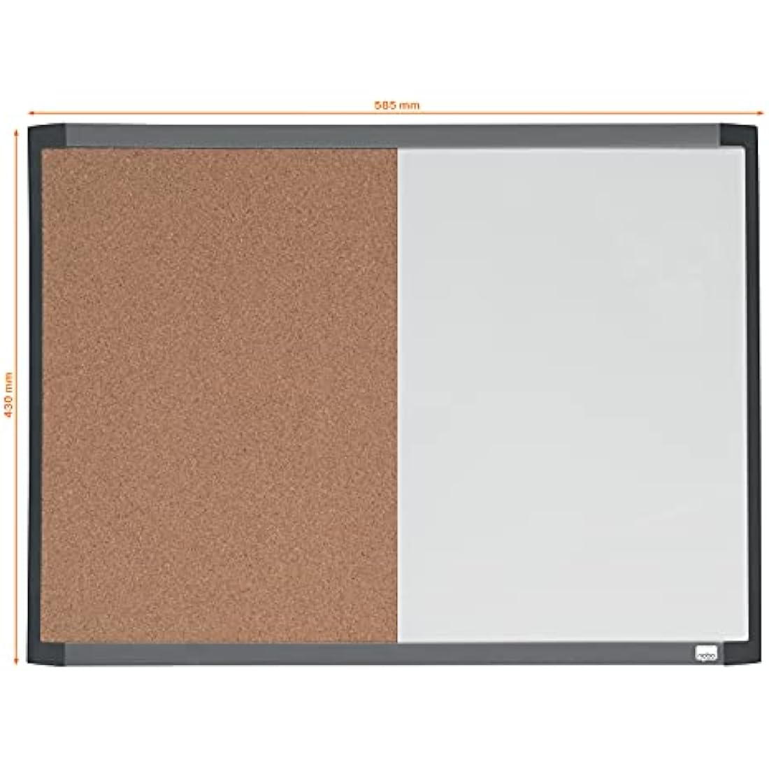 REXEL Small Magnetic Whiteboard & Cork Notice Board Combo, Assorted Two Tone Trim, Dry Wipe, Wall Mountable, Integrated Pen Clip, Home/Office, 585 x 430 mm, 1903784