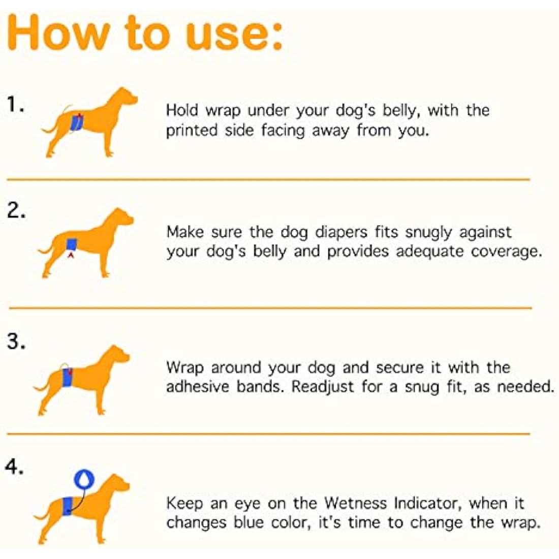 Dono Dog Nappies Disposable,Belly Bands,Male Dog Wraps with Wetness Indicator,Super Absorbent&Leak-proof,Puppy Nappies for Incontinence,Marking Issues,Traveling (6S -72count)