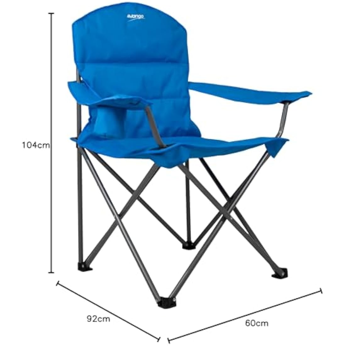 Vango Goliath X-Large Padded Camping Chair for Adults, Extra Wide Seat with Insulated Drinks Holder, Folding Garden Chair for Outdoors, Fishing, Beach, Blue