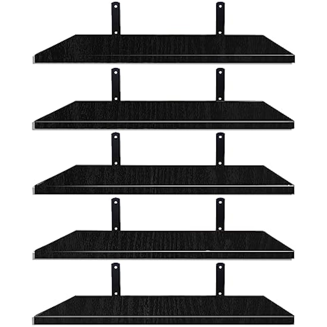 Mardili Shelves Wood Wall Mounted Shelf, Rustic Shelves Set of 5（Black）