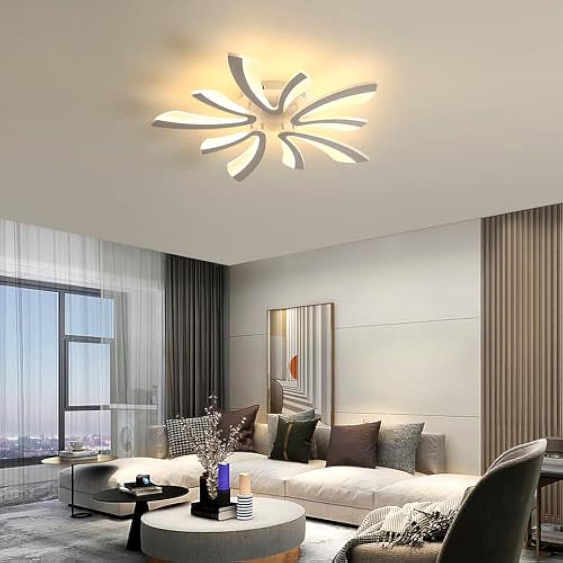 Comely LED Ceiling Light Modern, 50W 5025LM LED Ceiling Lights, Acrylic Lighting Fixture for Living Room Bedroom, 3000K Warm Light, White, 70cm