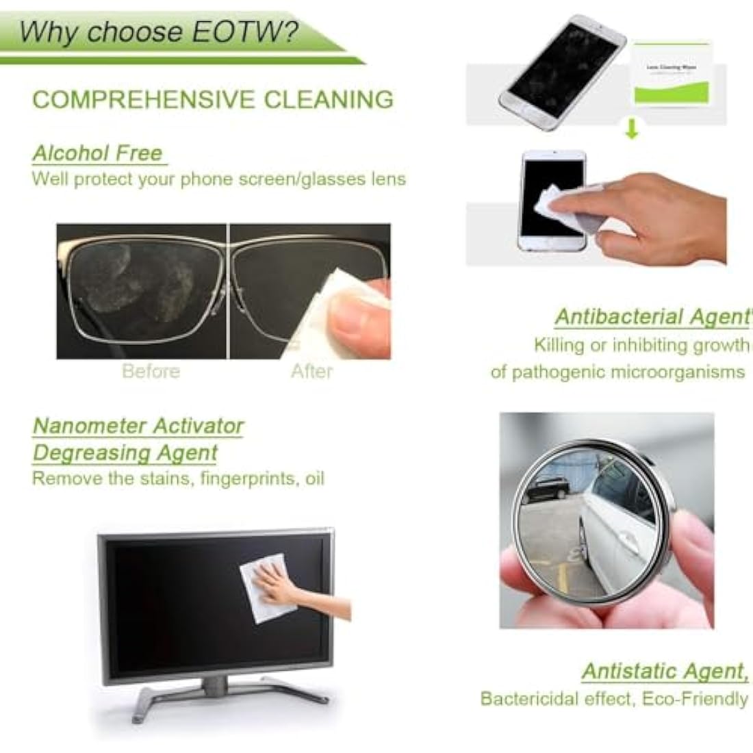 Screen Wipes Individually Wrapped, EOTW 120 Computer Glasses Screen Cleaner Wipes for Monitor/Laptop/iPad/Mobile Phone/LCD TV/Tablet PC/Keyboard Cleaning Kit