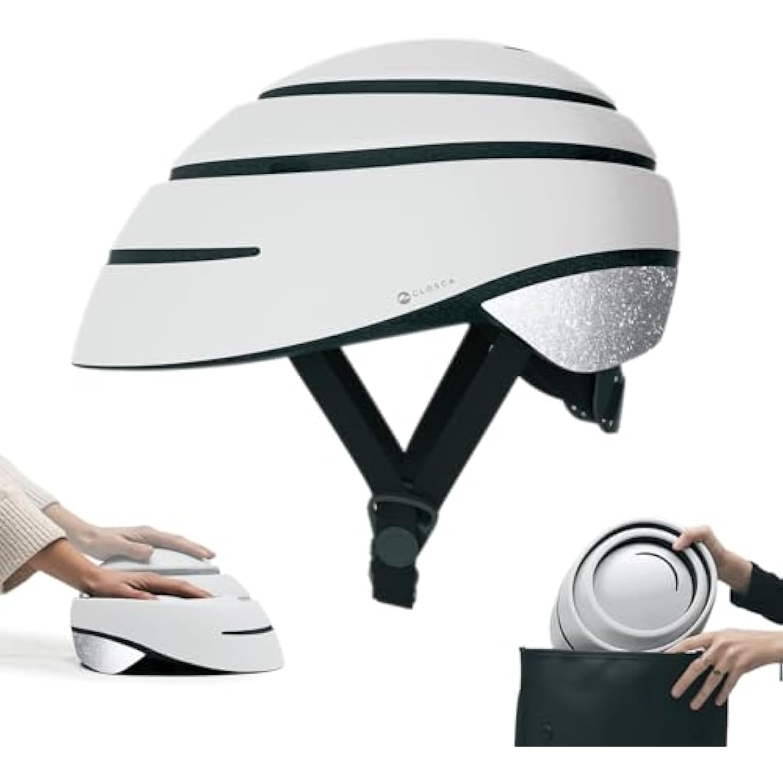 CLOSCA. Foldable helmet. The bike helmet for women and men. Certificate for bicycle, scooter, electric bicycle, inline skates and skateboards.