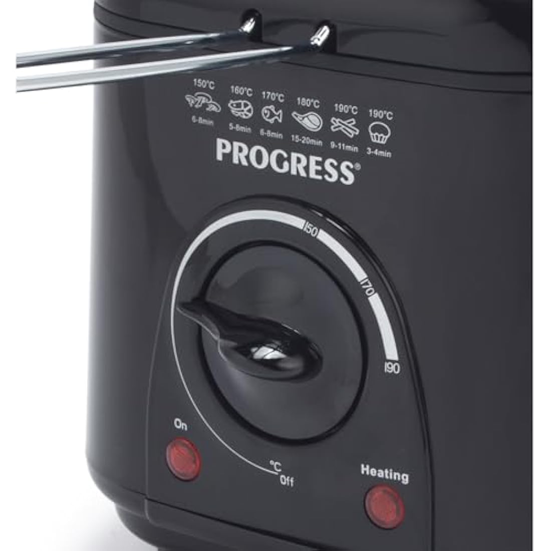 Progress 1L Compact Deep Fat Fryer – Adjustable Temperature Control, Power Lights, Filter to Reduce Odours, Non-Stick Cooking Bowl, Viewing Window, Removable Basket, 950W, Black EK2969PBLK