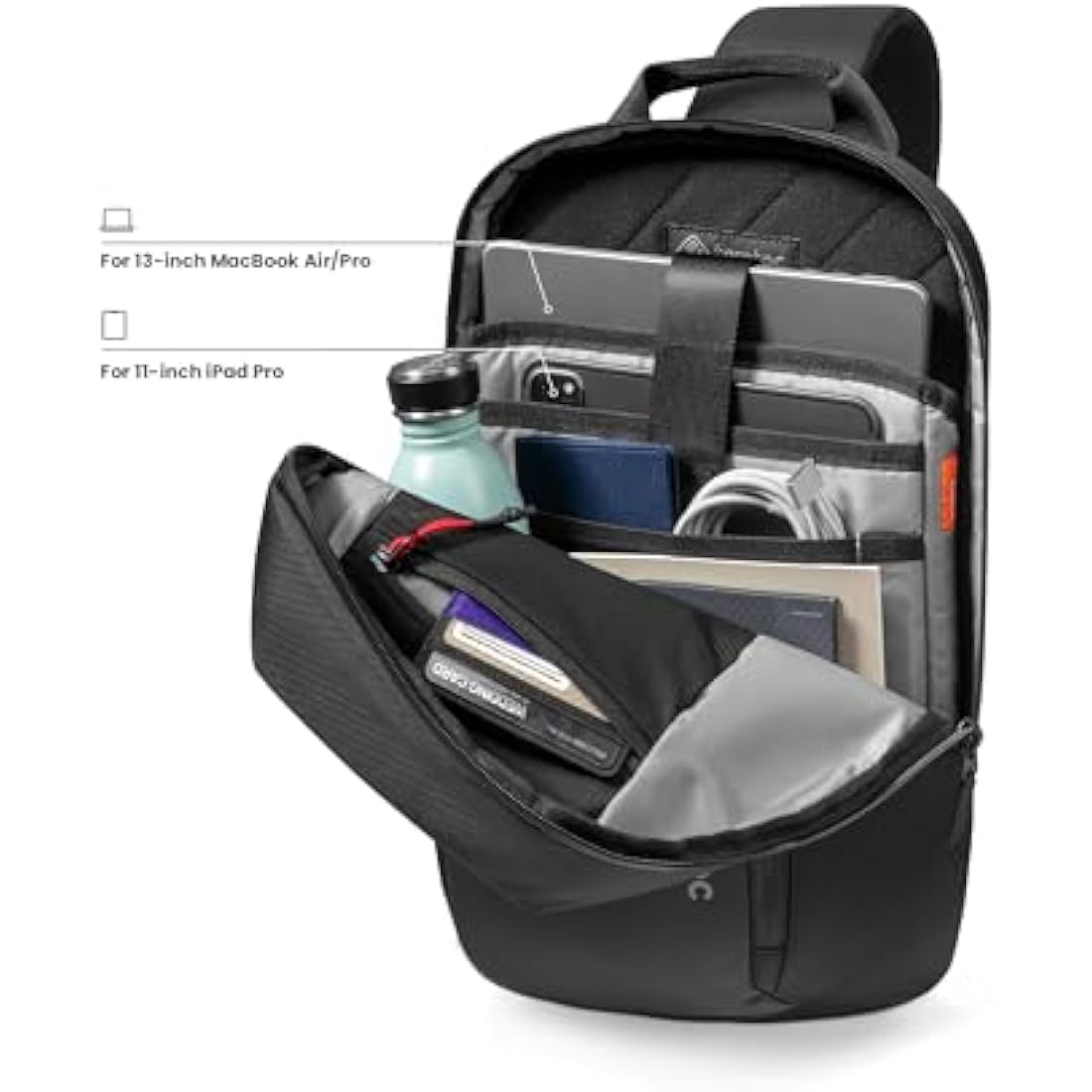 tomtoc Compact EDC Sling Bag for 13-inch MacBook Air M4 2025, 14 inch MacBook Pro M4, 13" iPad Air M3/iPad Pro M4, Minimalist Chest Shoulder Crossbody Bag, Small Daypack for Daily Use, Work- S Size