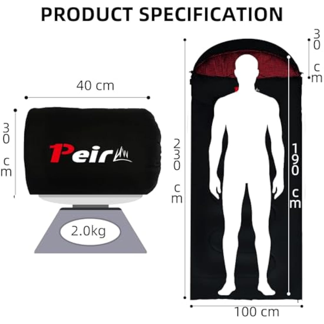 Peirhw XL Sleeping Bags for Adults - Extra Wide Rectangular 3 Season Sleeping Bag with Pillow and Carrying Bag, 300gsm Cotton Waterproof Camping Sleeping Bag for Indoor Outoor Use