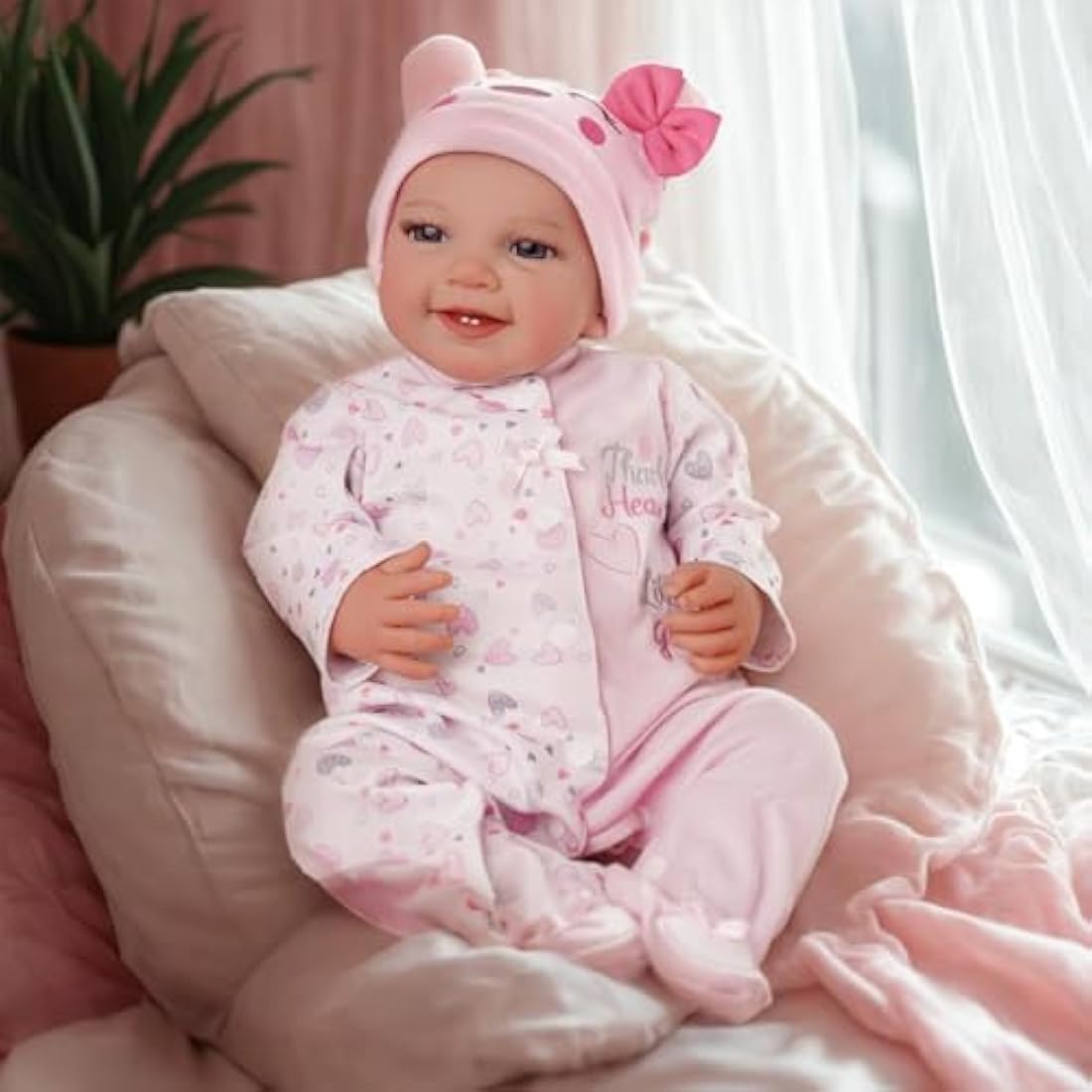 BABESIDE Lifelike Reborn-Baby Dolls 20 Inch Realistic Baby Dolls Softness Body Real Life Newborn Baby Doll Girl Lovely Awake with Gift Box for Kids Birthday & collecting (Leen) Silicone Vinyl Limbs