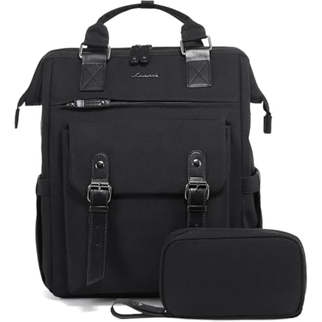 LOVEVOOK Laptop Backpack Women 17inch, School Bag, Large Backpack Womens For College University Travel Work With Electronics Organizer Bag, Water-resistant Rucksack Bags With USB Charging Port, Black