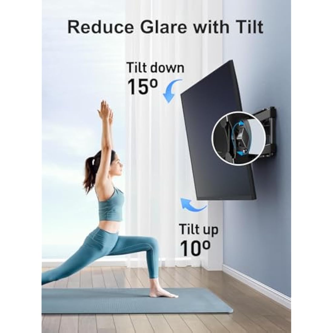 PERLESMITH TV Wall Bracket for 26-60 inch TVs, Swivel Tilt TV Bracket with Tool-free Tilt Adjustment and Spirit Level, Wall Mount Supports up to 40kg, Max VESA 400x400mm PSMFK10