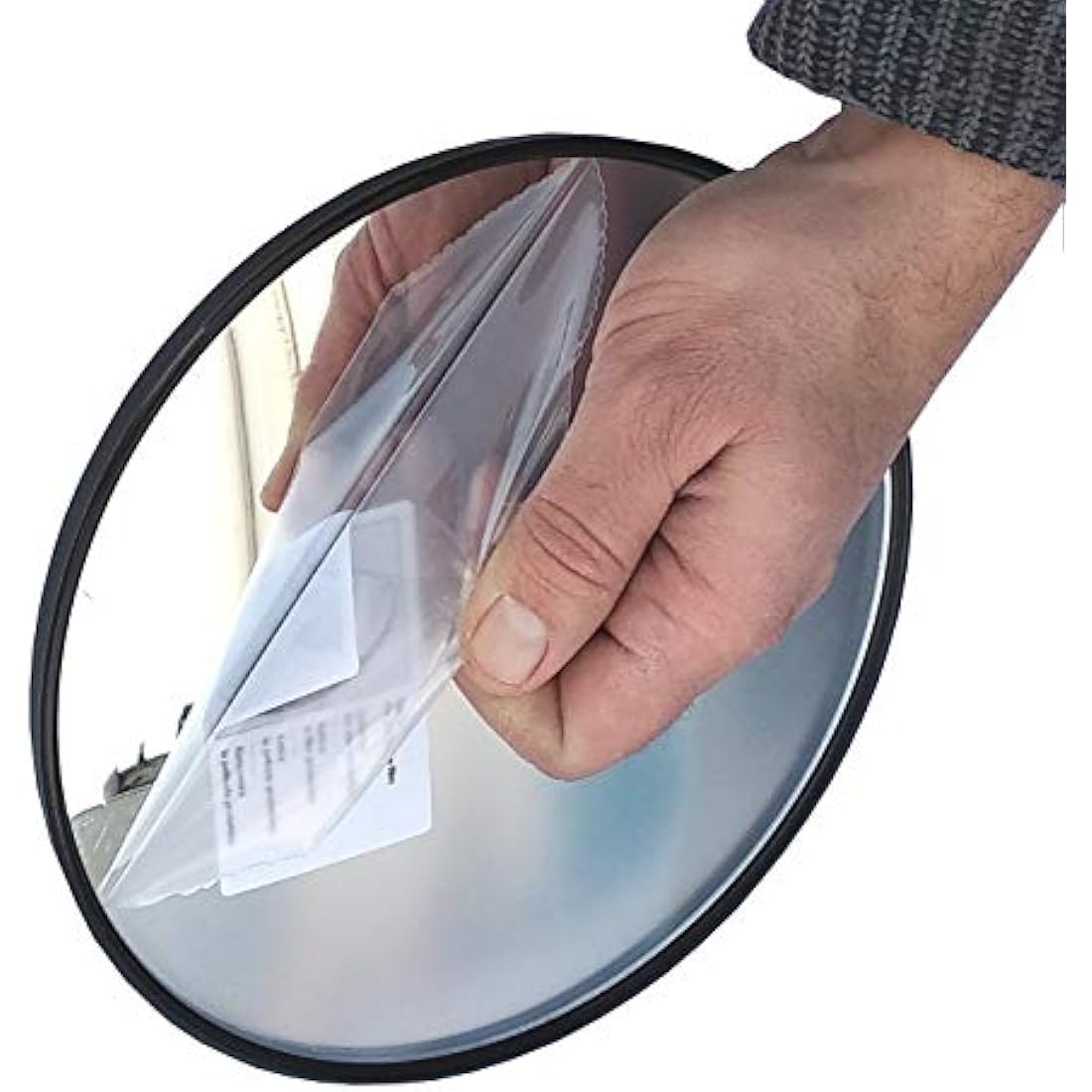 SNS SAFETY LTD Convex Traffic Safety Mirror for Driveways, Warehouses, Garages and Offices, Black (Diameter 22 cm, with Wall Bracket)