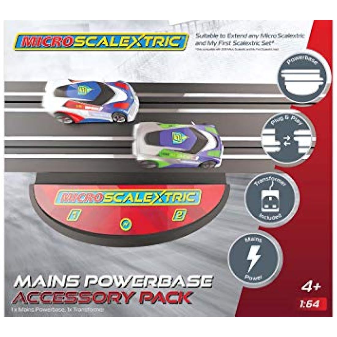 Micro Scalextric Mains Powered Track Piece - Micro Scalextric Accessories, Silver