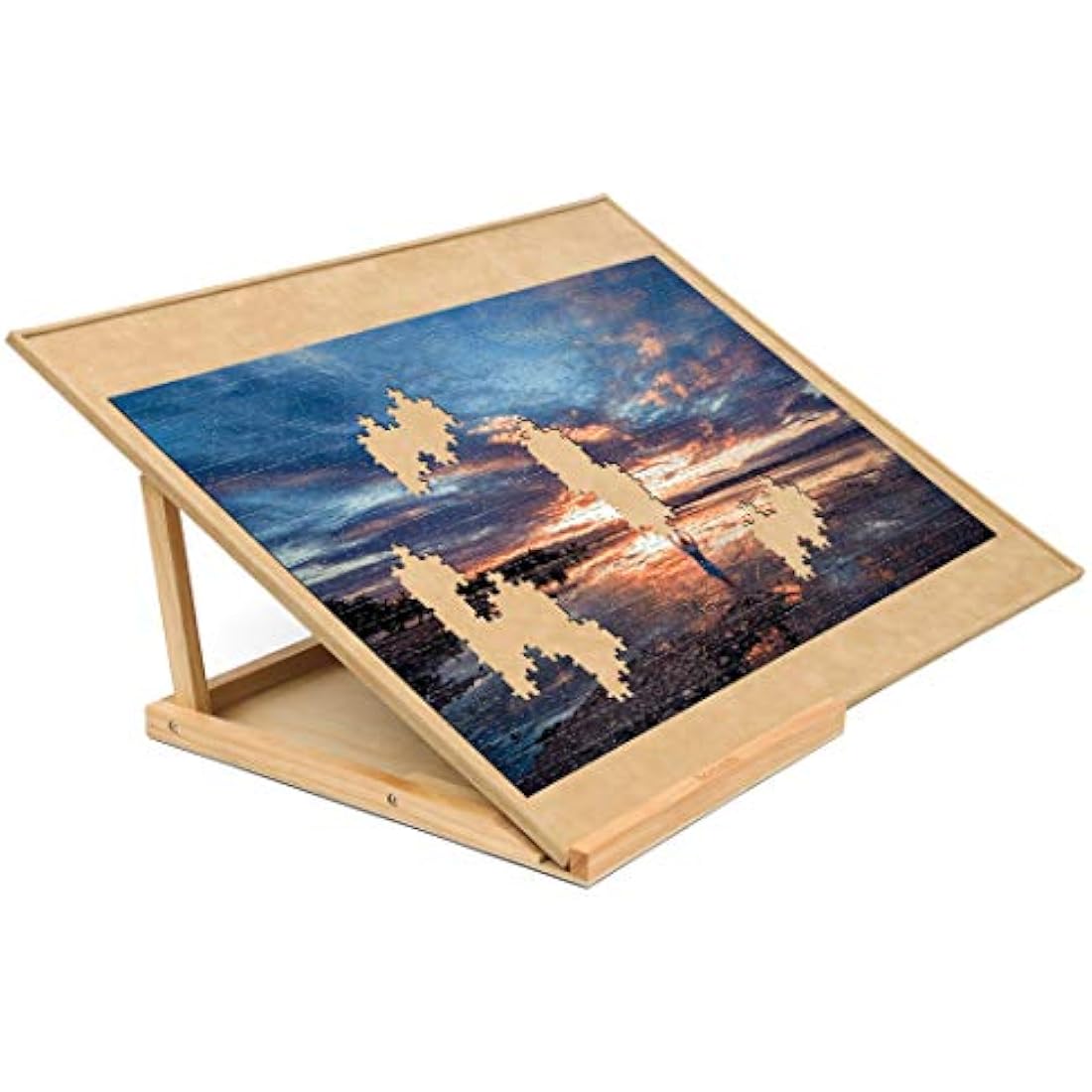Becko US Puzzle Board & Bracket Set/Wooden Puzzle Board Kit/Jigsaw Puzzle Plateau - With Puzzle Board for Up To 1000 Pieces