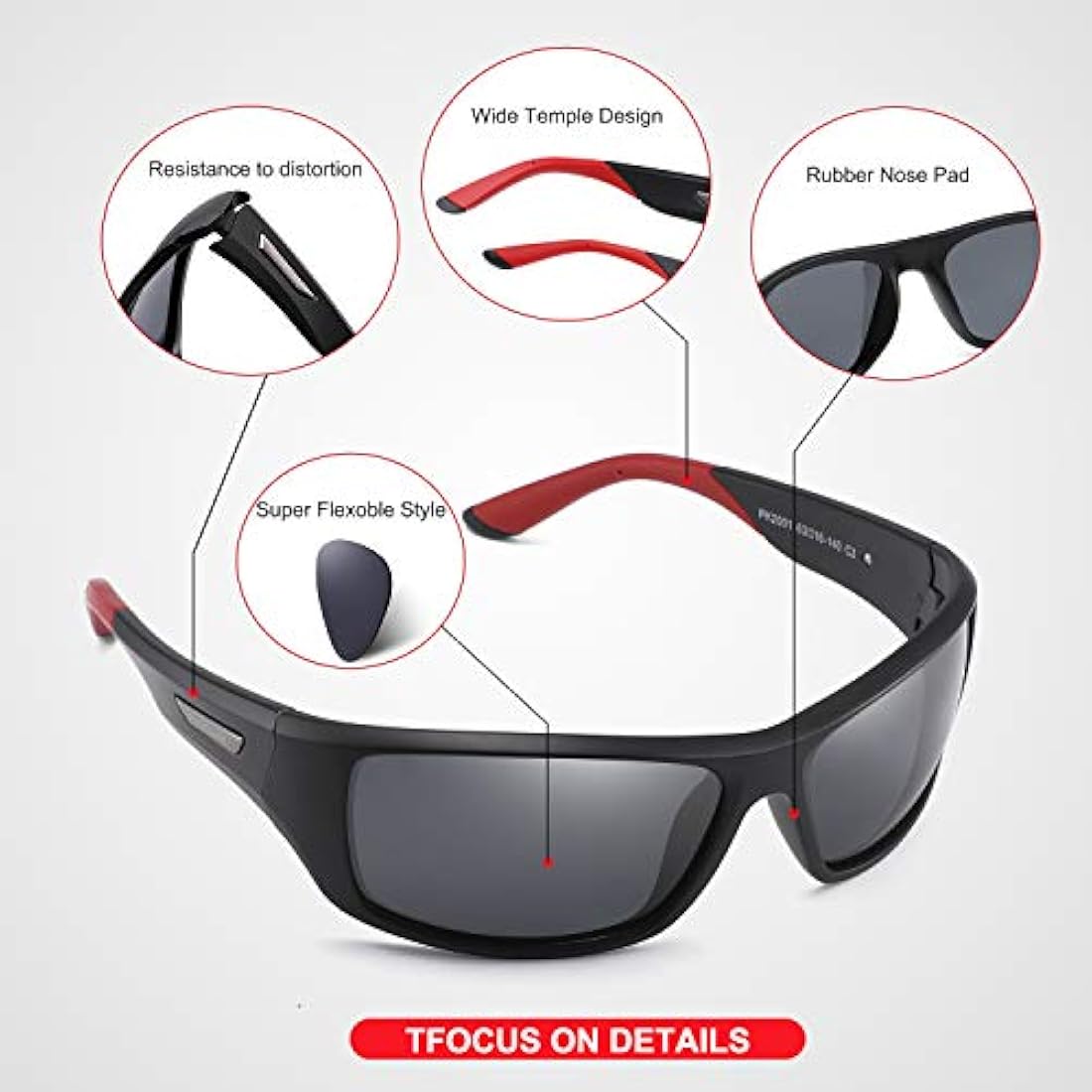 PUKCLAR Polarised Sports Sunglasses for Men Women Driving Sunglasses Cycling Running Fishing Goggles TR90 Frame