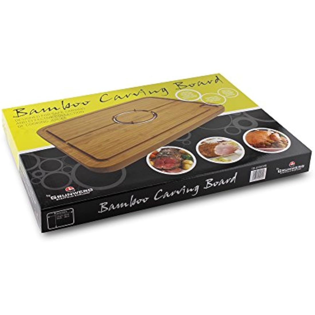 Deluxe Spiked Bamboo Wooden Roast Joint Carving & Cutting Board 40 x 28cm, Brown