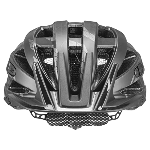 uvex i-vo cc - Lightweight All-Round Bike Helmet for Men & Women - Individual Fit - Upgradeable with an LED Light - Black-Smoke Matt - 52-57 cm