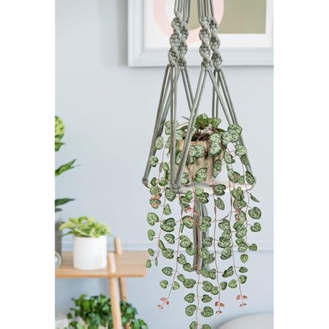 Hollyone Trailing Artificial Plants - Decorative Fake Potted String of Hearts for Indoors Outdoors, Faux Trailing Greenery for Home, Wall, Living Room, Bedroom, Office Decor