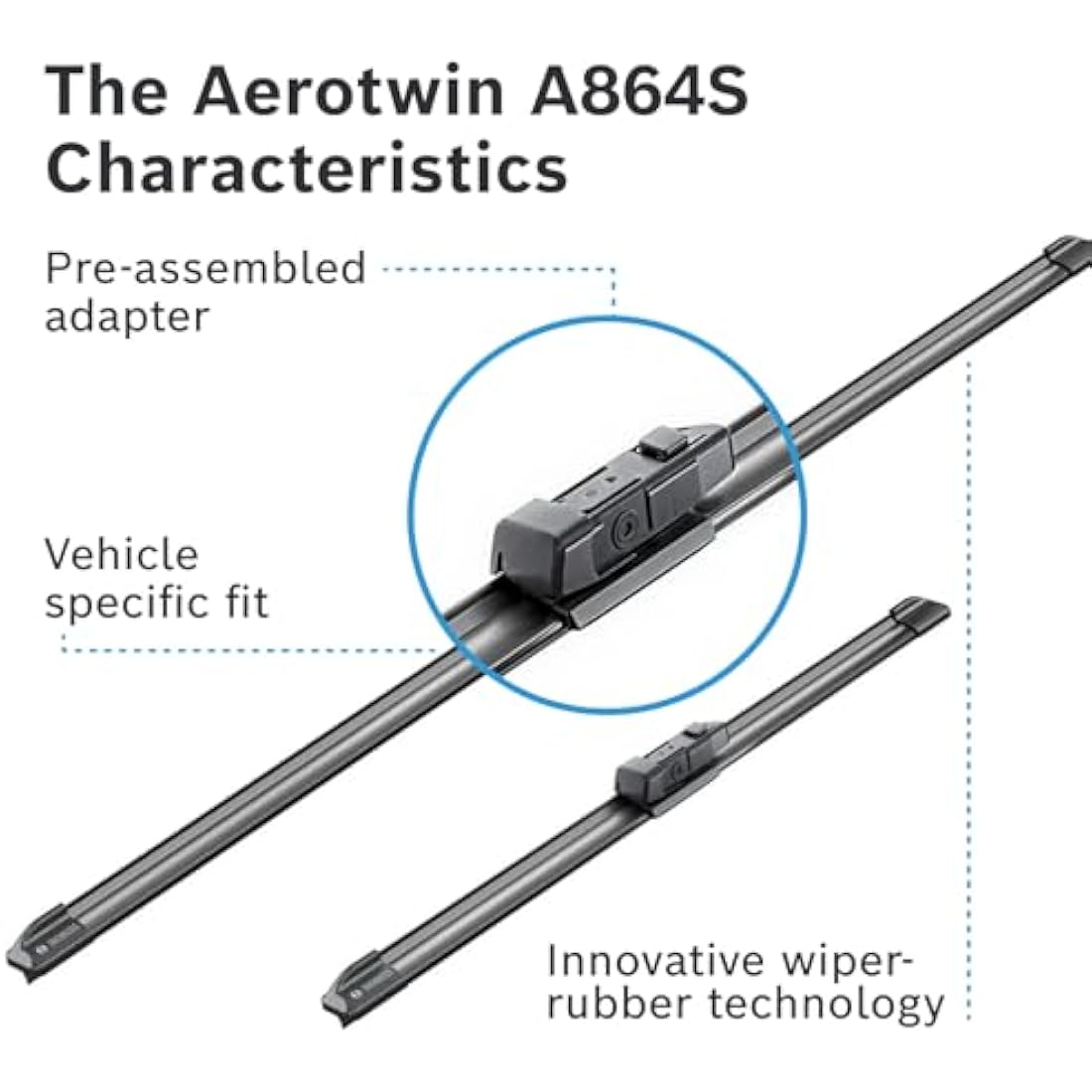 Bosch Wiper Blade Aerotwin A864S, Length: 650mm/450mm − set of front wiper blades