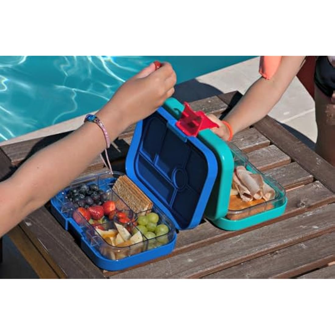yumbox Original Leakproof Kids Bento Lunch Box, 5 Compartments + Dip Well, Easy-Open Latch, Portion Control, Removable Illustrated Tray, Ages 3-7 (Malibu Purple (Mermaid Tray))