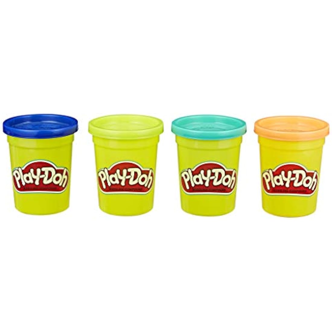 Play-Doh 4 Pack of Wild Non-Toxic Colours for Kids 2 Years and Up, 4-Ounce Cans (Dark Blue, Bright Green, Orange, Green), Modelling Compound, Gift Idea for Boys and Girls