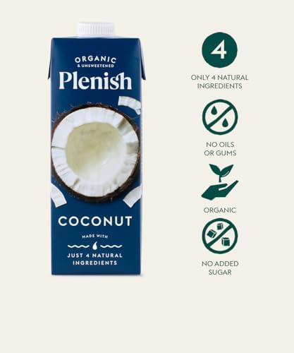Plenish Organic Unsweetened Coconut Milk 1L (Pack of 8)