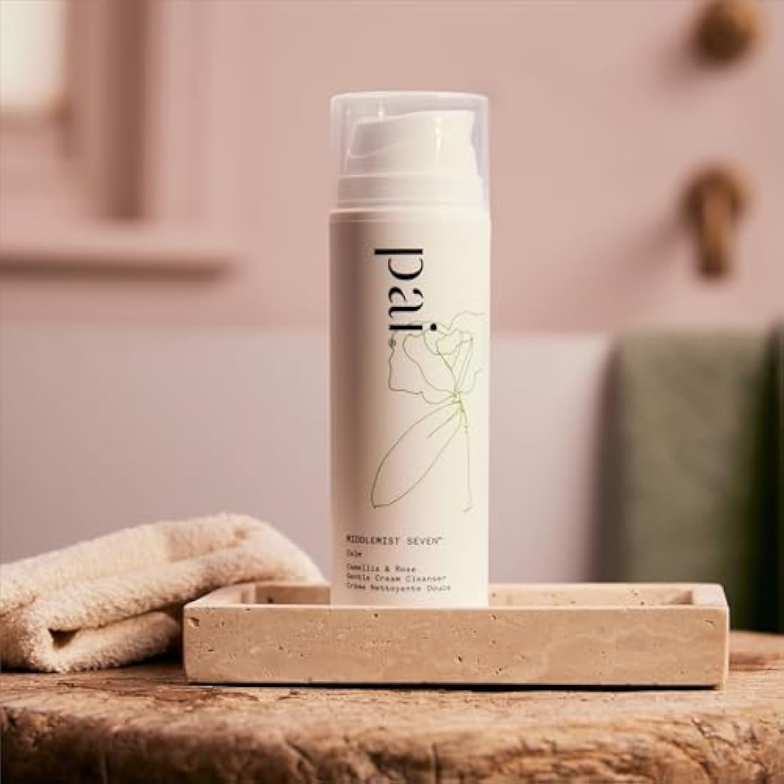 Pai Skincare Middlemist Seven Cream Cleanser 150ml, for Sensitive Skin, Gentle Face Cleanser with Camellia & Rose, Includes Organic Cloth, Sensitive Face Wash for Blemishes, Redness & Rosacea