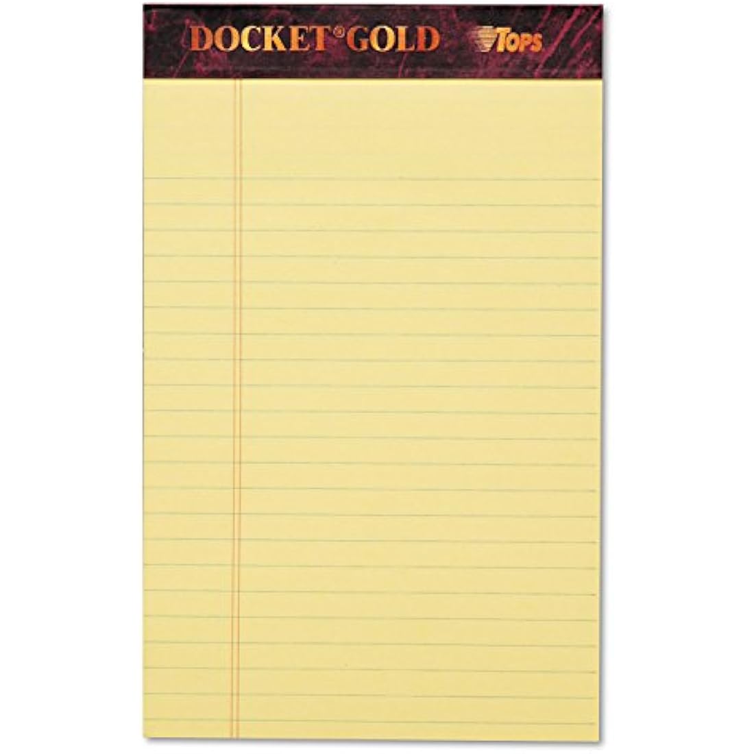 TOPS Docket Gold Writing Pads, 5" x 8", Jr. Legal Rule, Canary Paper, 50 Sheets, 12 Pack (63900)
