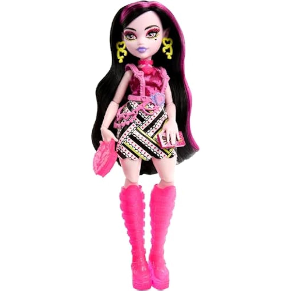 Monster High Doll and Fashion Set, Draculaura Doll, Skulltimate Secrets: Neon Frights, Dress-Up Locker with 19+ Surprises, HNF78