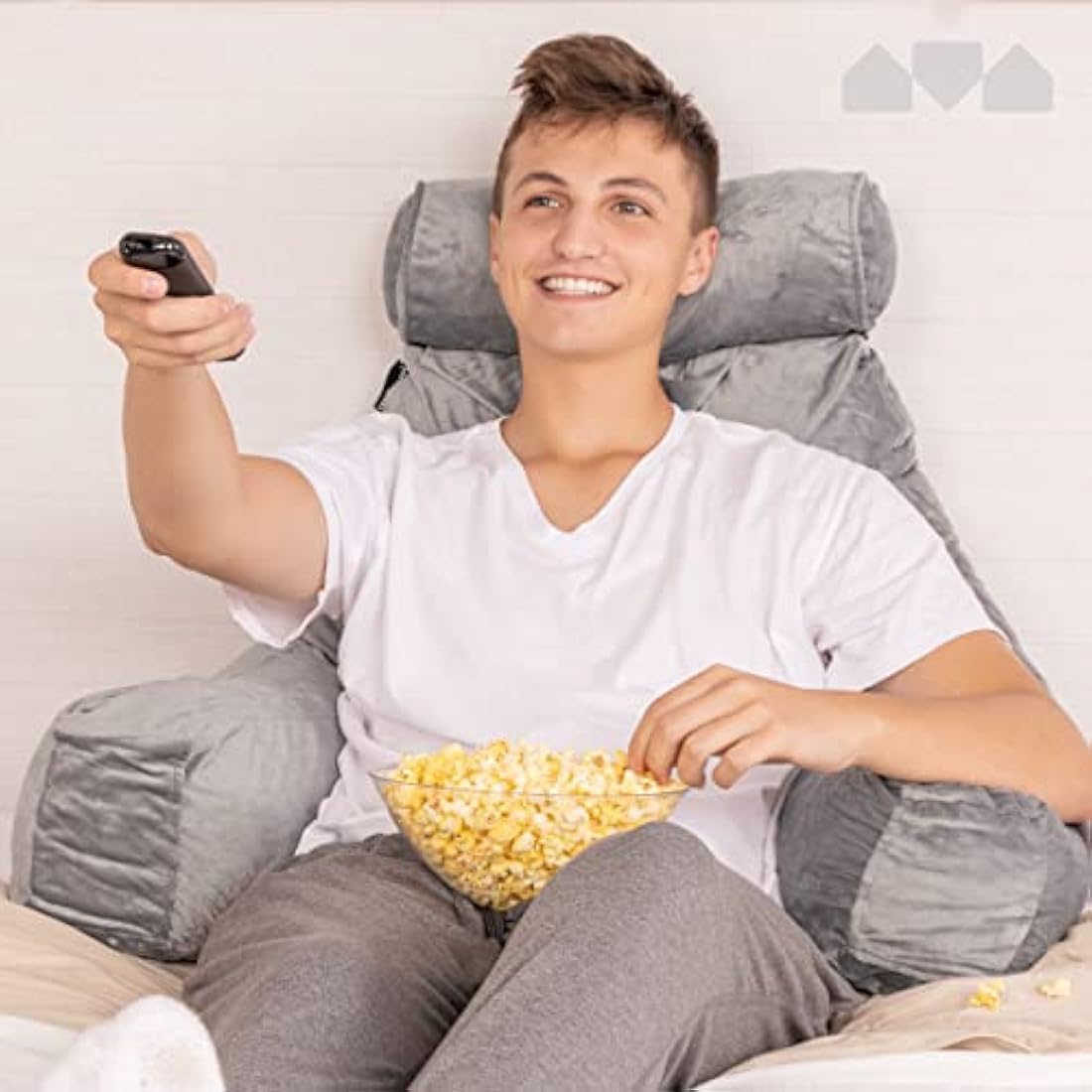 Milliard Reading Pillow XL and Detachable Neck Roll with Shredded Memory Foam, Great as Backrest for Books or Gaming - 60cm x 40cm (Sit up Pillow)