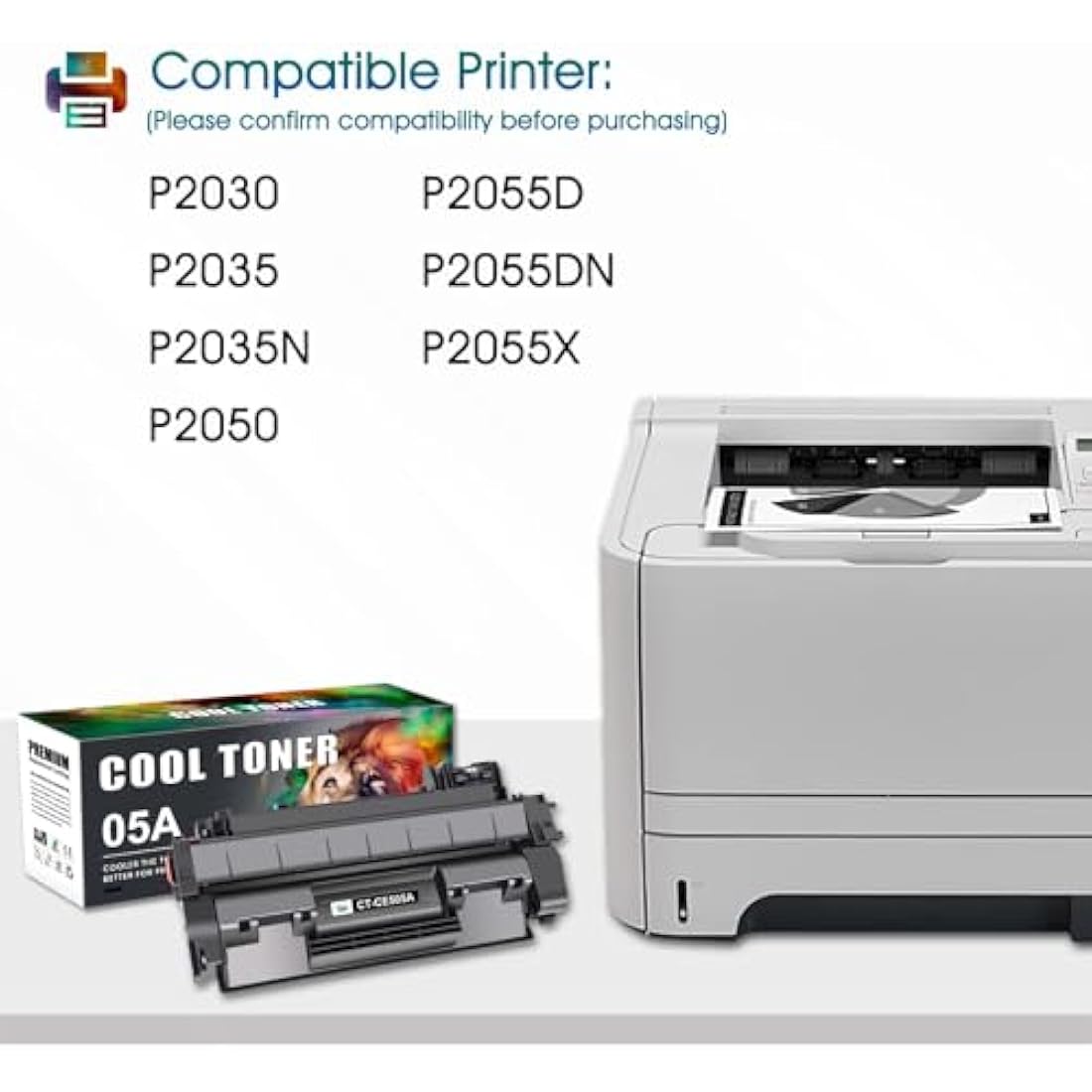 Cool Toner 2 Pack Black Toner Cartridge Replacement for HP 05A CE505A 05X CE505X LaserJet P2030 P2035 P2035N P2050 P2055 P2055D P2055DN P2055X