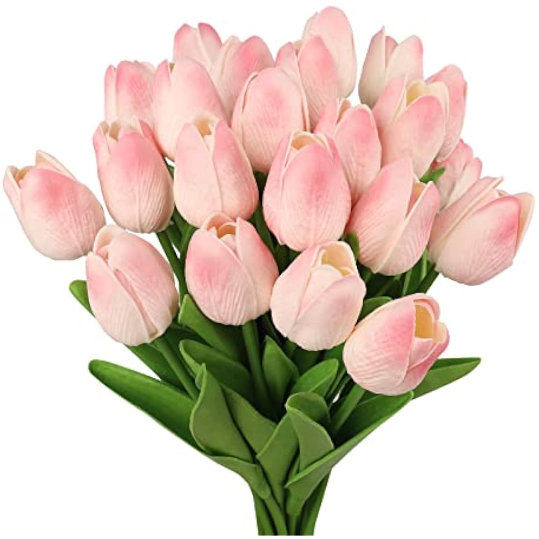N&T NIETING Artificial Tulips Flowers, 12Pcs Fake Tulip Real Touch Latex Faux Tulips Flowers Bouquet for Wedding Floral Arrangements Mother's Day Home Easte Decorations(Light Pink)