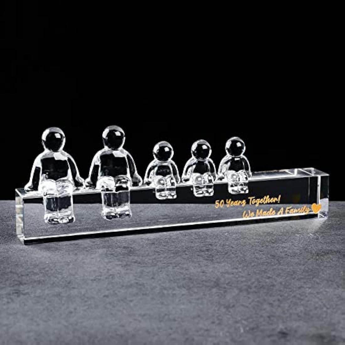 Movdyka Crystal 50th Golden Anniversary Fmaily Sets Romantic Gifts for Parents, 50 Years Together We Made A Family Figurines Keepsakes for Wife Husband(3 Children)