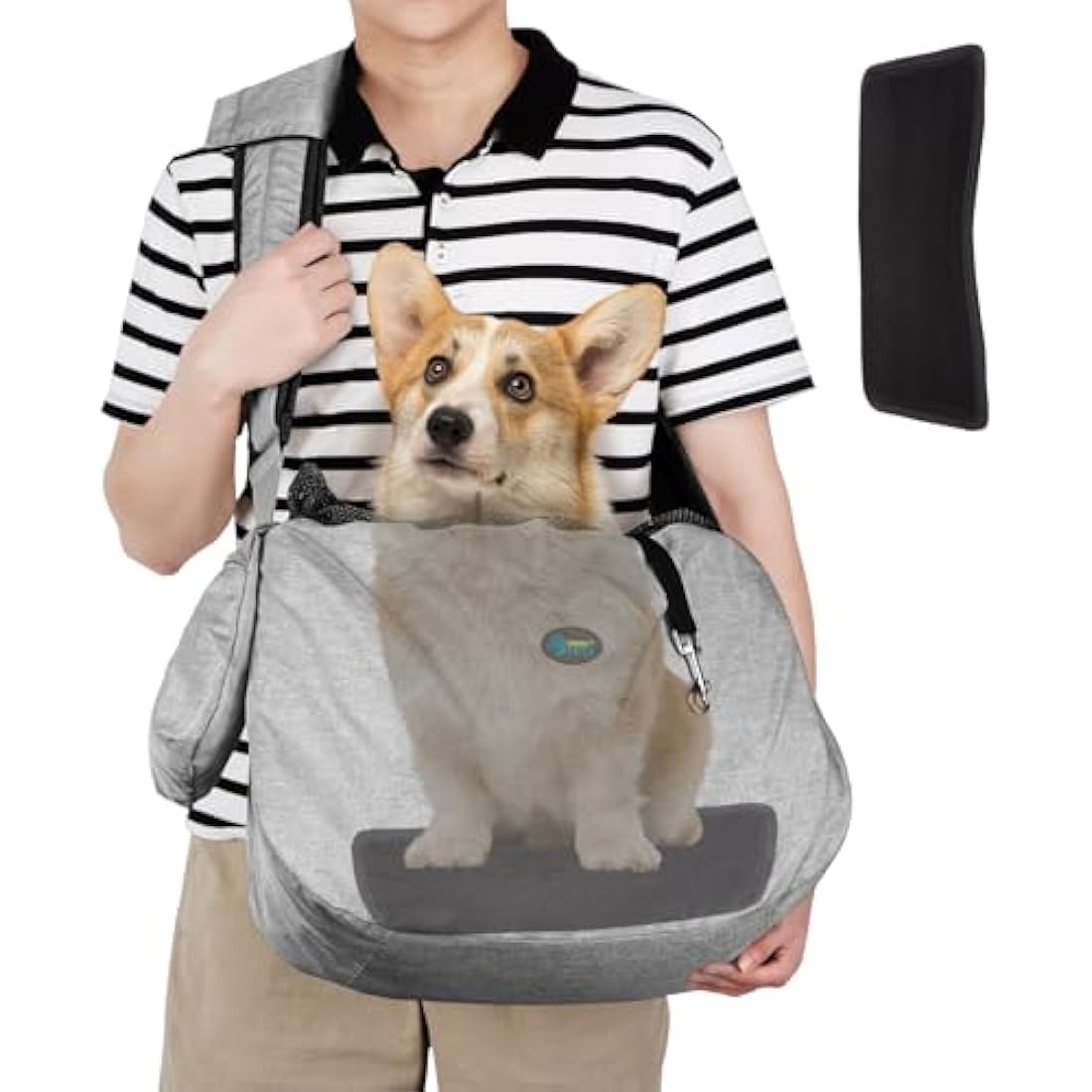 Ownpets Pet Sling Carrier, Fits 6.5 to 9kg Medium Dog/Cat Sling Carrier Reversible and Hands-Free Dog Bag with Adjustable Strap and Pocket Shoulder Pad for Outdoor Travel Hiking