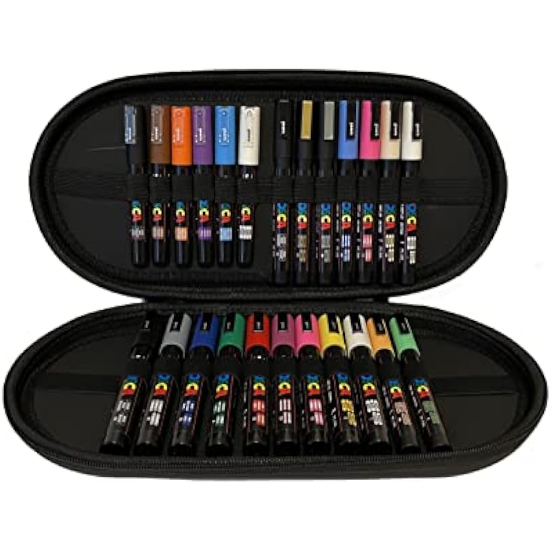 POSCA Water Based Permanent Marker Paint Pens with Premium Quality Travel Case for Arts and Crafts. Multi Surface Use On Wood, Metal, Paper, Cardboard, Glass, Fabric & Rock. Set of 24 Vibrant Colours
