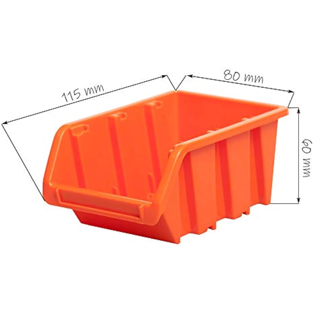 Set of 100 XS size IN-Box storage bins and wall mounted louvre