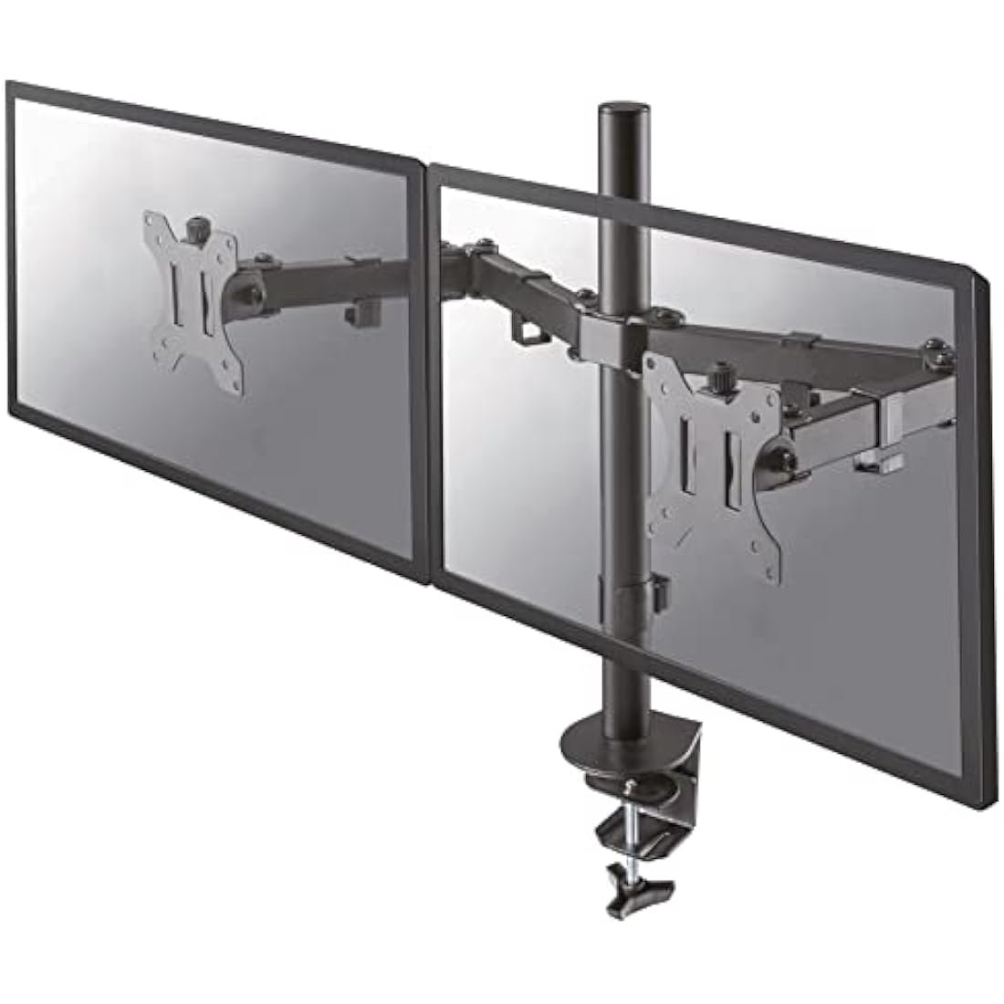 Newstar FPMA-D550DBLACK Full Motion Dual Desk Mount (clamp & grommet) for two 10-27" Monitor Screens, Height Adjustable - Black