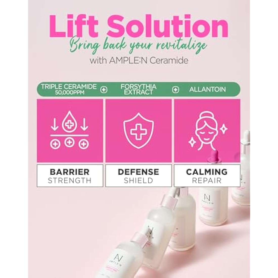 CORÉANA AMPLE:N Ceramide Shot Ampoule 3.38 fl. oz. (100ml) - Highly Concentrated Ultimate Hydrating Facial Serum for Dry and Rough Skin, Moisture-Locking, Reduced Wrinkles