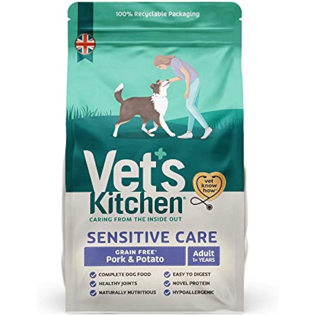 Vet's Kitchen Grain Free Dry Dog Food Pork & Potato, 6 kg