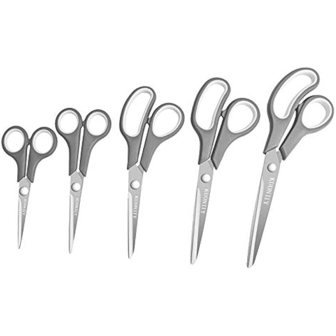 KUONIIY Scissors Ultra Sharp Blades Soft Comfort-Grip Handles Multi-Purpose Scissors Set of 5
