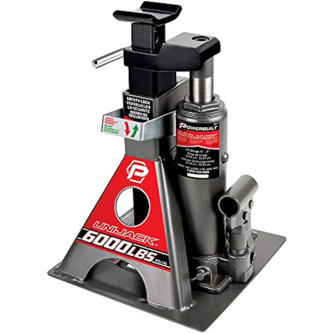 Powerbuilt 620471 3 Ton All-in-One Hydraulic Bottle Jack and Jackstand in One Unit,Compact,Wide Base, Eliminates Jackstands, for Unibody, Trucks, SUVs, RVs,Cars,Trailers,ASME,Black,11-21 Inch