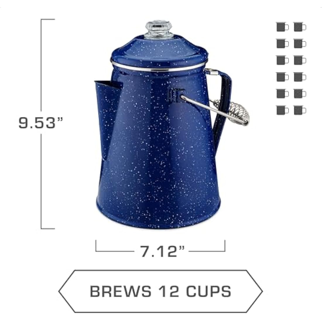 COLETTI Classic Coffee Percolator — Cowboy Coffee Pot, Stovetop Coffee Maker – For Campsite Brewmasters Everywhere [Blue Enamel, 12 Cup]
