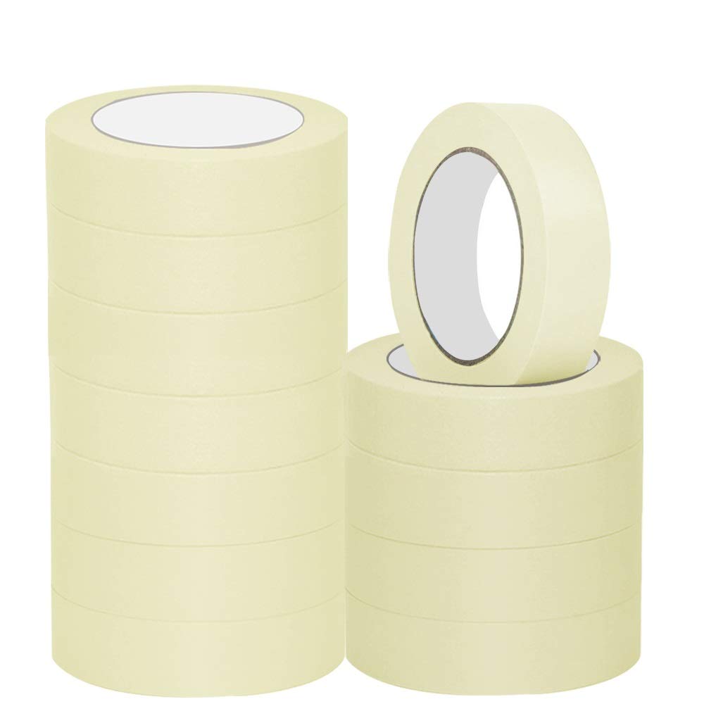 NORTHERN BROTHERS Masking Tape for Painting 25mm Indoor Decorators Decorating Tape Beige Adhesive Crafts Painters Tapes 12 Rolls (25mm x 20M)