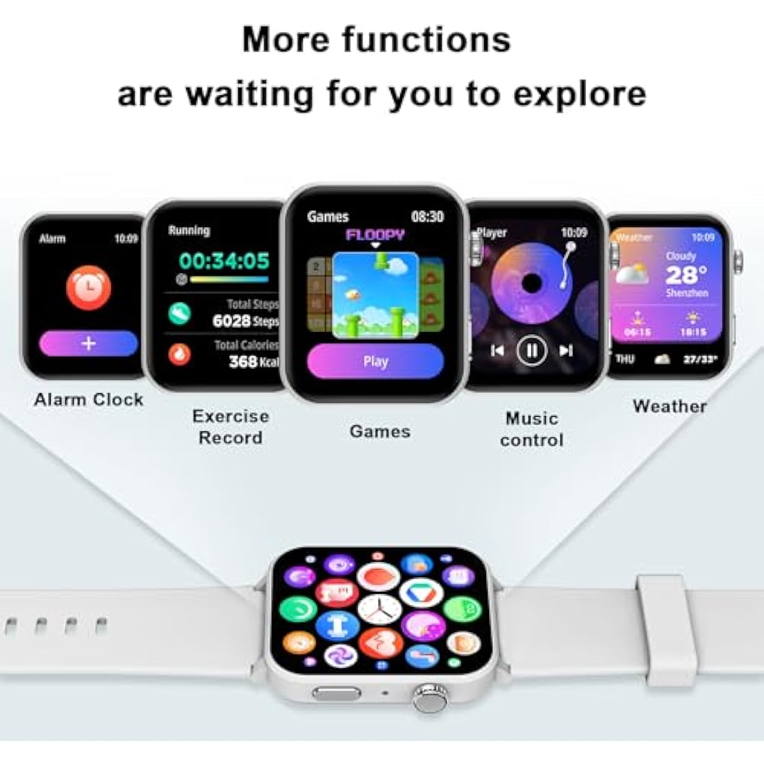 Blackview Smart Watch for Men Women - Answer/Make Call & AI Voice, 1.91" Fitness Watch with Flashlight/Heart Rate/SpO2/Sleep/Stress, 100+ Sports Activity Tracker, Step Counter Watch for Android iOS