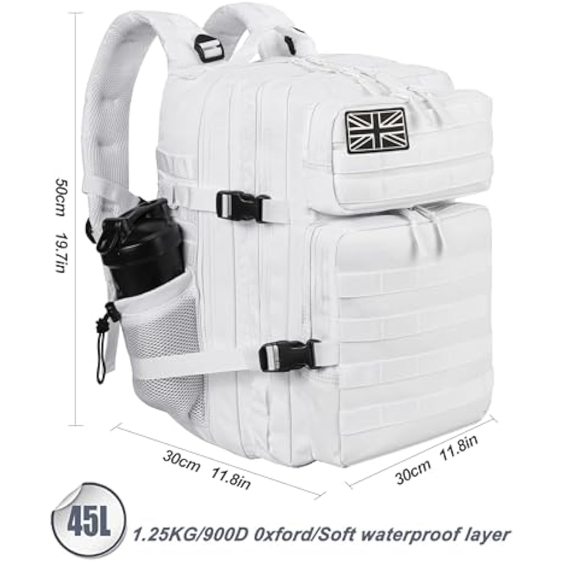 LHI Military Tactical Backpack for Men and Women 45L Large waterproof Rucksack for School, Hiking, Trekking, Hunting