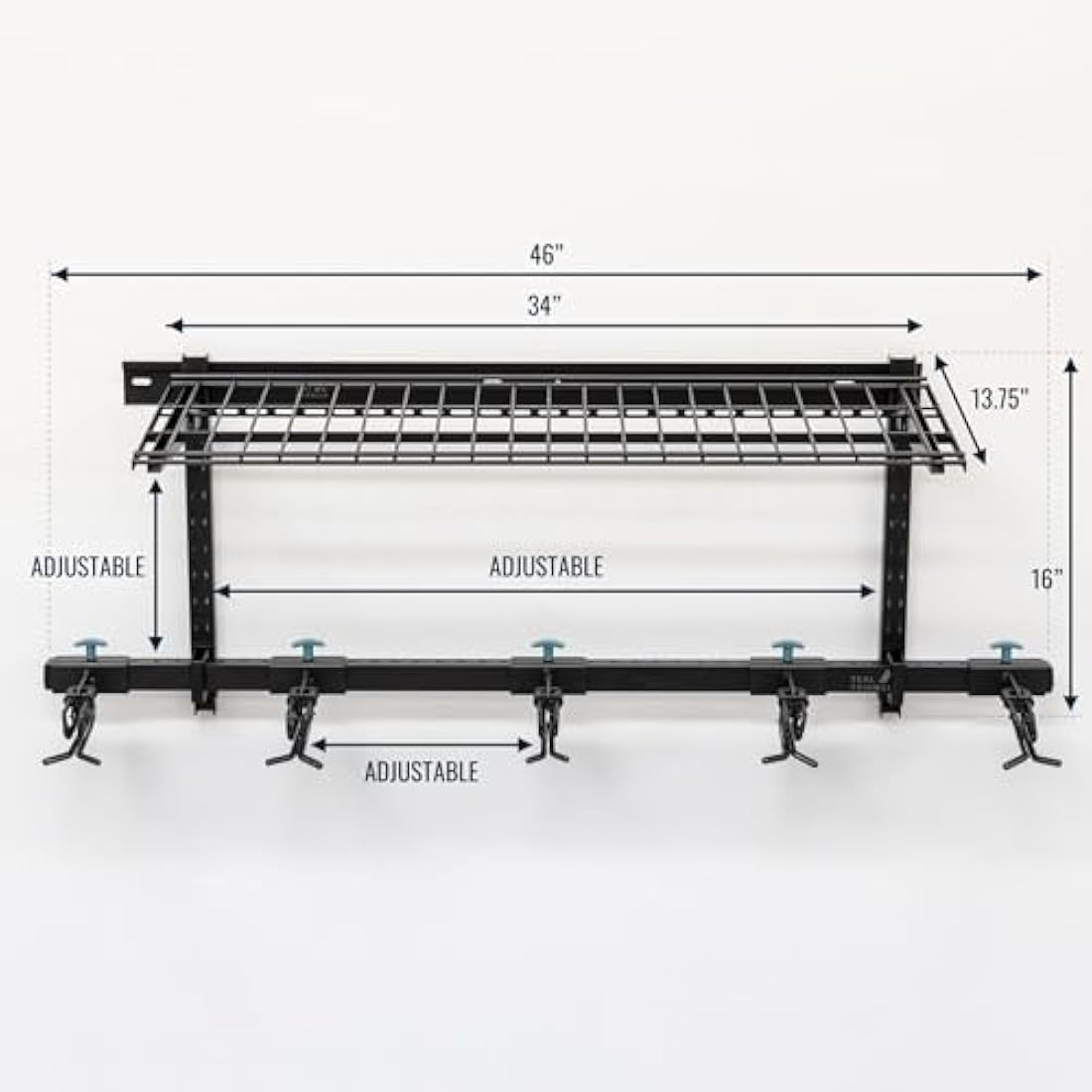 StoreYourBoard Ski Storage Rack with Shelf, Holds 5 Pairs, Heavy Duty Wall Mount Organizer, Home and Garage Hanger