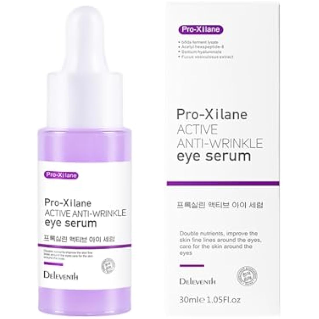 DEleventh Korean Brand Pro-Xilane Active Anti-Wrinkle Eye Serum 30ml / Anti-Aging, Reduces Puffiness, Dark Circles, & Firms Skin, Hydrating, Brightening, and Revitalizing Formula for Youthful Eyes