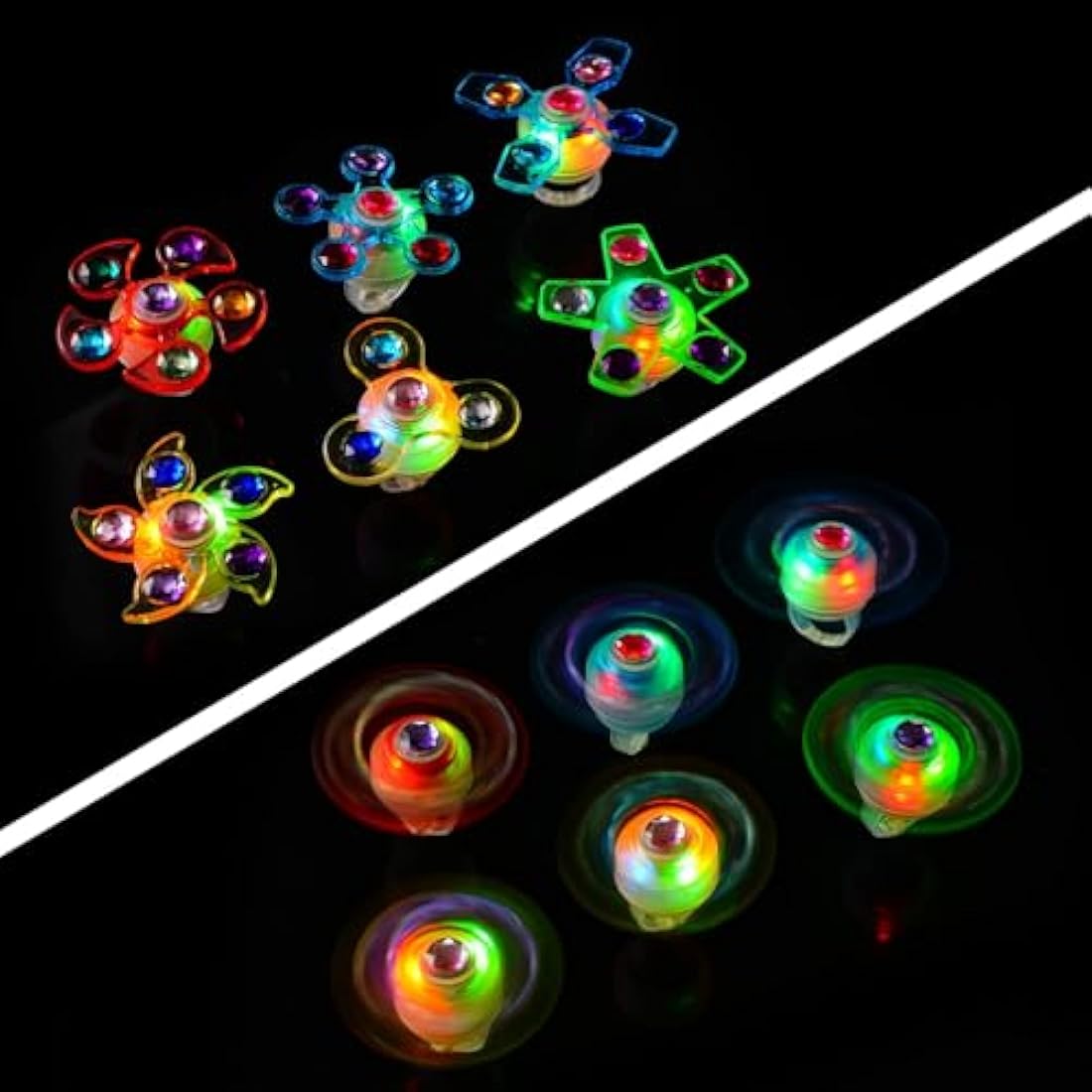 Mikulala Christmas Party Bag Fillers for Kids 24 Pack Light up Rings Back to School Gifts LED Party Favours Glow in The Dark Party Supplies for Kids Birthday Party Prizes