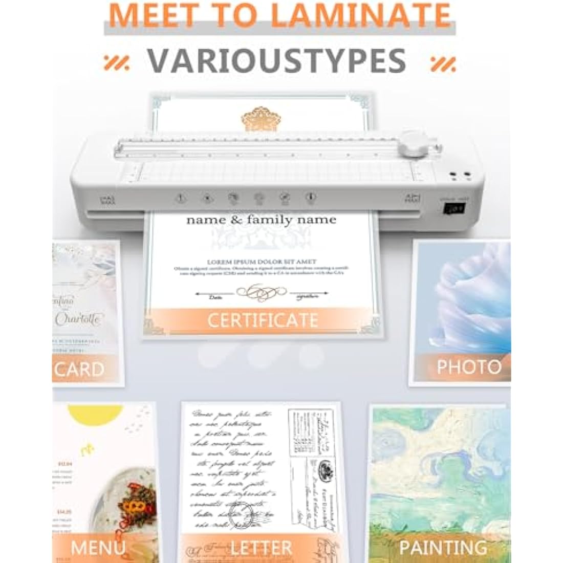 Raycial Laminator A3 Laminator Machine with Laminating Pouches for A3/A4/A5/A6, Fast Warm-up, Built-in Cutter and Corner Rounder for Home Office School Use