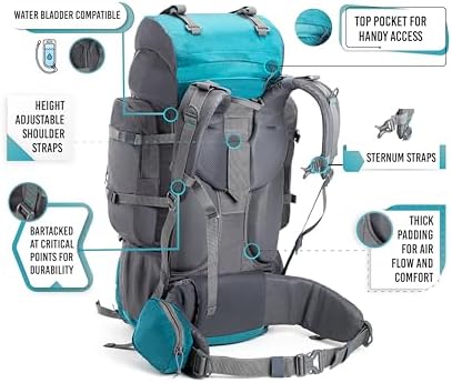 Tripole Walker 55 Litre Rucksack and Backpack for Trekking, Hiking and Backpacking | Laptop Sleeve | Rain Cover | Internal Frame