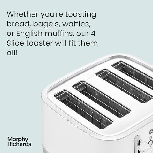 Morphy Richards Illumination 4 Slice Toaster, 7 Toast Settings, Browning Controls, Variable Width Slots, Auto Pop-up, Removeable Crumb Tray, Cord